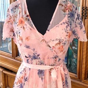 NWT Sundance Catalog Pink Floral Chiffon Alexandria Dress Sz S $228